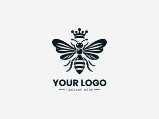 Minimalist queen bee silhouette logo with simple crown for professional womens network