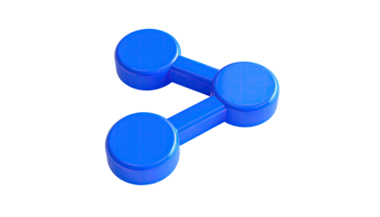 Three connected circles in a bold blue, conveying the act of sharing