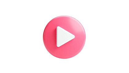 3D render of a vibrant pink circle button with a white play triangle