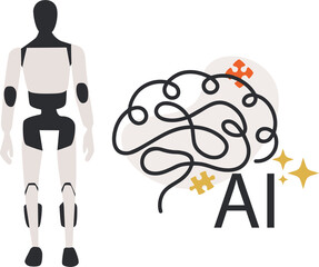 Ai robot with brain element. Artificial intelligence. concept.