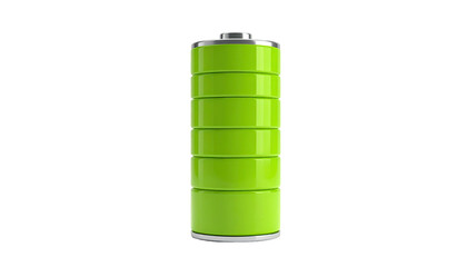 Cylindrical battery icon with green charge bars showing fully charged