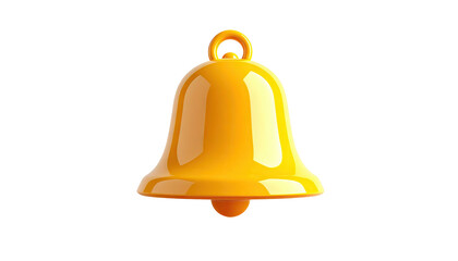 A shiny, rendered golden bell with a loop at the top on a stark black background
