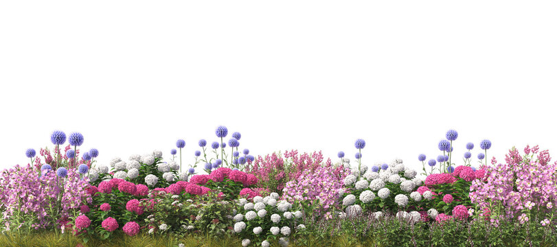 foreground flower gardens and meadows on a transparent background