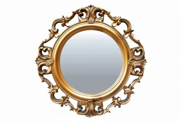 Antique Style Golden Ornate Wall Mirror Baroque Vintage Decor Elegant on transparent background