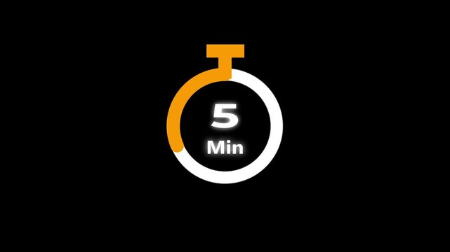 20 minute countdown clock animation, Circular countdown timer for 0 to 20 minute on an isolated background.Stopwatch icon in flat style, motion graphcs.