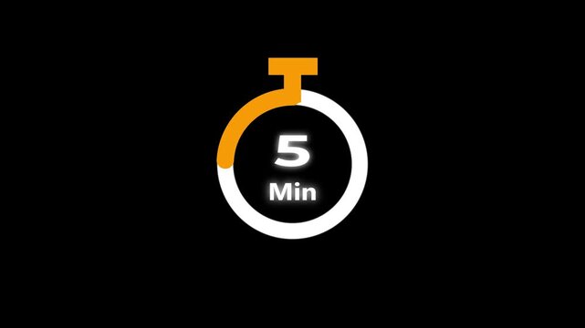 25 minute countdown clock animation, Circular countdown timer for 0 to 25 minute on an isolated background.Stopwatch icon in flat style, motion graphcs.