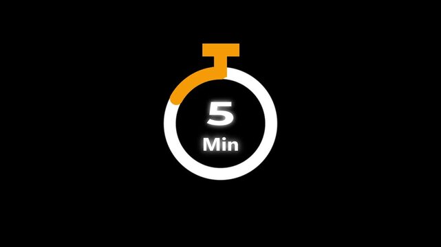 35 minute countdown clock animation, Circular countdown timer for 0 to 35 minute on an isolated background.Stopwatch icon in flat style, motion graphcs.