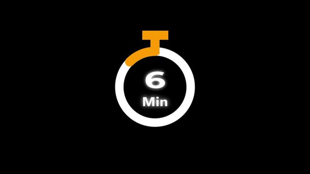 50 minute countdown clock animation, Circular countdown timer for 0 to 50 minute on an isolated background.Stopwatch icon in flat style, motion graphcs.
