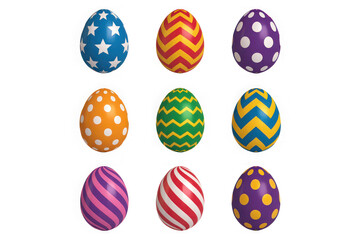 Fototapeta premium Collection of decorated Easter eggs colorful illustration for holiday designs iso