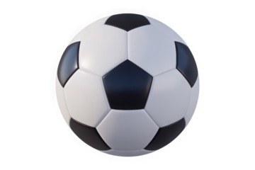 Soccer ball with classic black and white pattern isolated on white background
