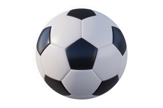 Soccer ball with classic black and white pattern isolated on white background