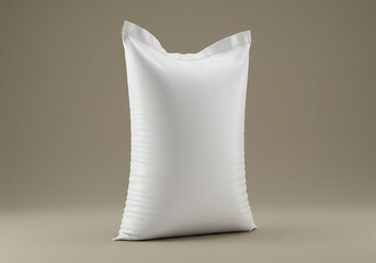 Clean white industrial sack with textured surface on neutral background, ready for product branding and packaging mockups