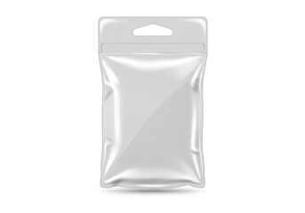 Versatile clear plastic pouch with hang tab for retail display, offering secure and modern product packaging solutions for small items.