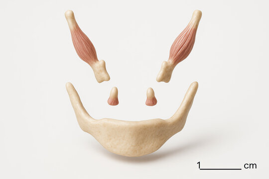 Anatomical model of human mandible and masticatory muscles