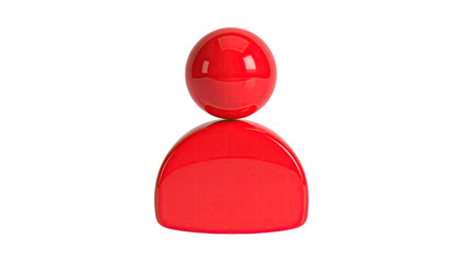 Red, glossy figure, a sphere atop a curved base, isolated on black
