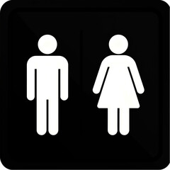 Restroom Sign: Male and Female Figures on Black Background