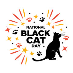 NATIONAL BLACK CAT DAY vector illustration