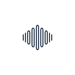 Obraz premium Outline Silhouette of Podcast Icon with Vertical Waves