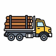 Vector art logging truck carrying wood, representing timber transport and industry