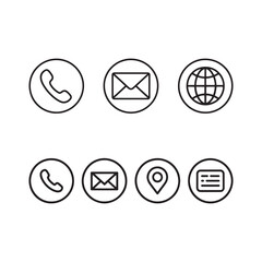 Contact Icons Vector Set &ndash; Phone, Email, Web, Location, and ID Line Icons