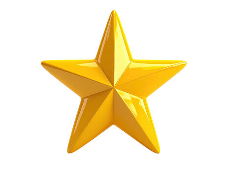 A gleaming, five-pointed gold star on a stark black background, fully rendered