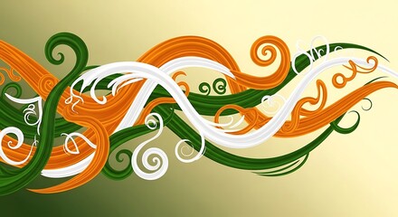 Abstract Swirls of Indian Flag Colors, Artistic Vector Illustration.