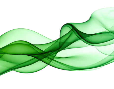 Abstract flowing green shapes on black background