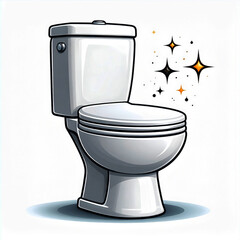 Clean and Shiny White Toilet with Sparkling Effects Illustration