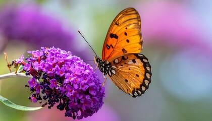 Obraz premium Vibrant butterfly on purple flower