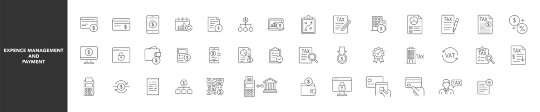 Payment icon set. Expence Management icons collection. Business and finance payment. Vector illustration