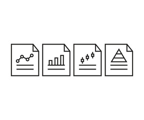 data chart document icons set