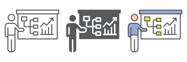 Business seminar icon, business and training, presentation sign, vector graphics, a linear pattern on a white background, eps 10.