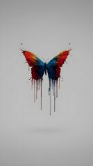 wings spread wide with vibrant gradient pigments melting at the edges