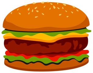 Fast food burger retro Y2K sticker or tag. Takeout cafe BBQ menu retro 2000s vector sticker, fast food restaurant tag. Hamburger with grounded beef meat, cheese and salad street food cafe patch