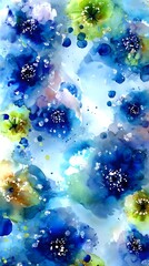 circle smudges layered with gentle overlapping transparent blue and green washes