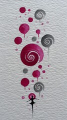 ballerina spinning into spirals of pink and silver paint dissolving into air