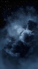 galaxy sky bursting with splattered stars and swirling indigo blue nebula forms