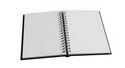 Open spiral notebook blank pages ready for notes ideas creative writing drawing sketching blank page template isolated on transparent background