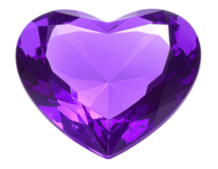 A vibrant purple heart-shaped gemstone