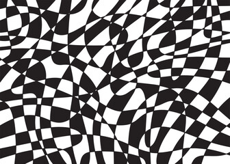 Abstract distorted checker board art pattern background. Vector illustration art backdrop