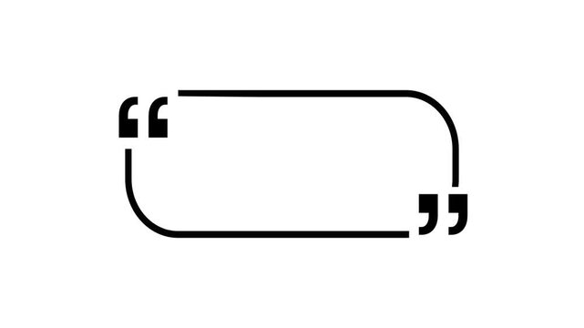 Minimalist Animated Quote Box with Quotation Marks and Text Frame Drawing On and Off on a White Background for Testimonials, Titles, and Modern Design Overlays.

