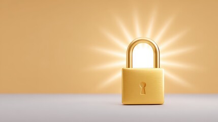 Fototapeta premium A glowing lock at the center breaking open with radiant sunburst rays spreading outward, symbolizing unlocking personal potential.