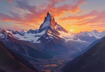  Majestic Matterhorn Sunset: Alpine Peak Bathed in Golden Light