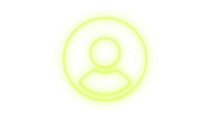 User profile icon with a bright green circle and outline symbol for account login or personal data management, isolated on transparent background