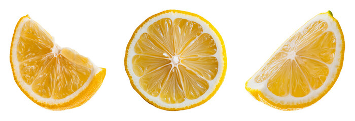 lemon slices, isolated on white background.