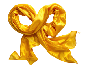 Golden silk scarf, draped in a bow shape