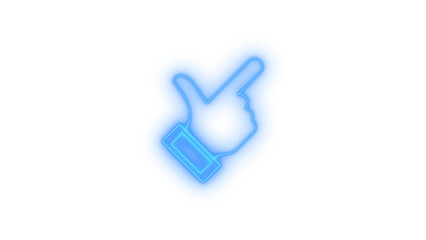 Vibrant neon outline illustration of a hand pointing right, signifying direction, selection, or attention, a modern digital icon isolated on transparent background