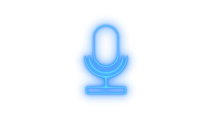 Bright glowing blue neon microphone icon, symbolizing voice recording, audio communication, broadcasting, podcasting, and digital sound capture, isolated on transparent background. © rashida26