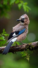 Obraz premium Close-up of a Eurasian Jay perched on a branch