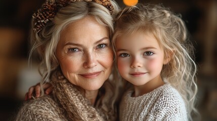 A loving grandmother and granddaughter share a warm embrace, radiating joy